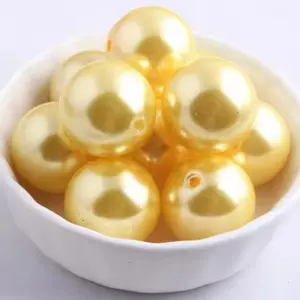 Yellow Pearl 20mm Chunky Acrylic Bead Set of 5