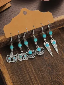 Boho Style Mixed Turquoise Texture Decor Dangle Earrings, 2024 New Style Vintage Western Punk Style Unique Design Earrings, Fashion Jewelry Accessories for Women & Men Dainty Gift for Your Love