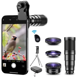 APEXEL 6-in-1 Pro Lens Kit for iPhone & Samsung - 22X Telephoto, 205° Fisheye, 120° Wide Angle, 25X Macro Lenses with Tripod & Case - Ideal for Concerts & Outdoors - Cellphone Camera Lens Kit for content creator
