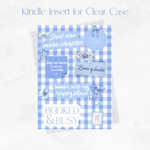 Kindle Case Cardstock Insert | Gingham Bookish Coquette | Glossy or Glitter | Kindle Decoration | Handmade | Gift for Reader