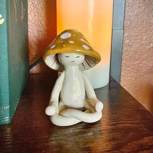 Meditation Mushrooms Decorative Ornament, Home Living Room Decoration, Elegant Mushroom Sculpture, Perfect for Interior Design, Sculpture Desk Decor, Figurine Decor, Statue