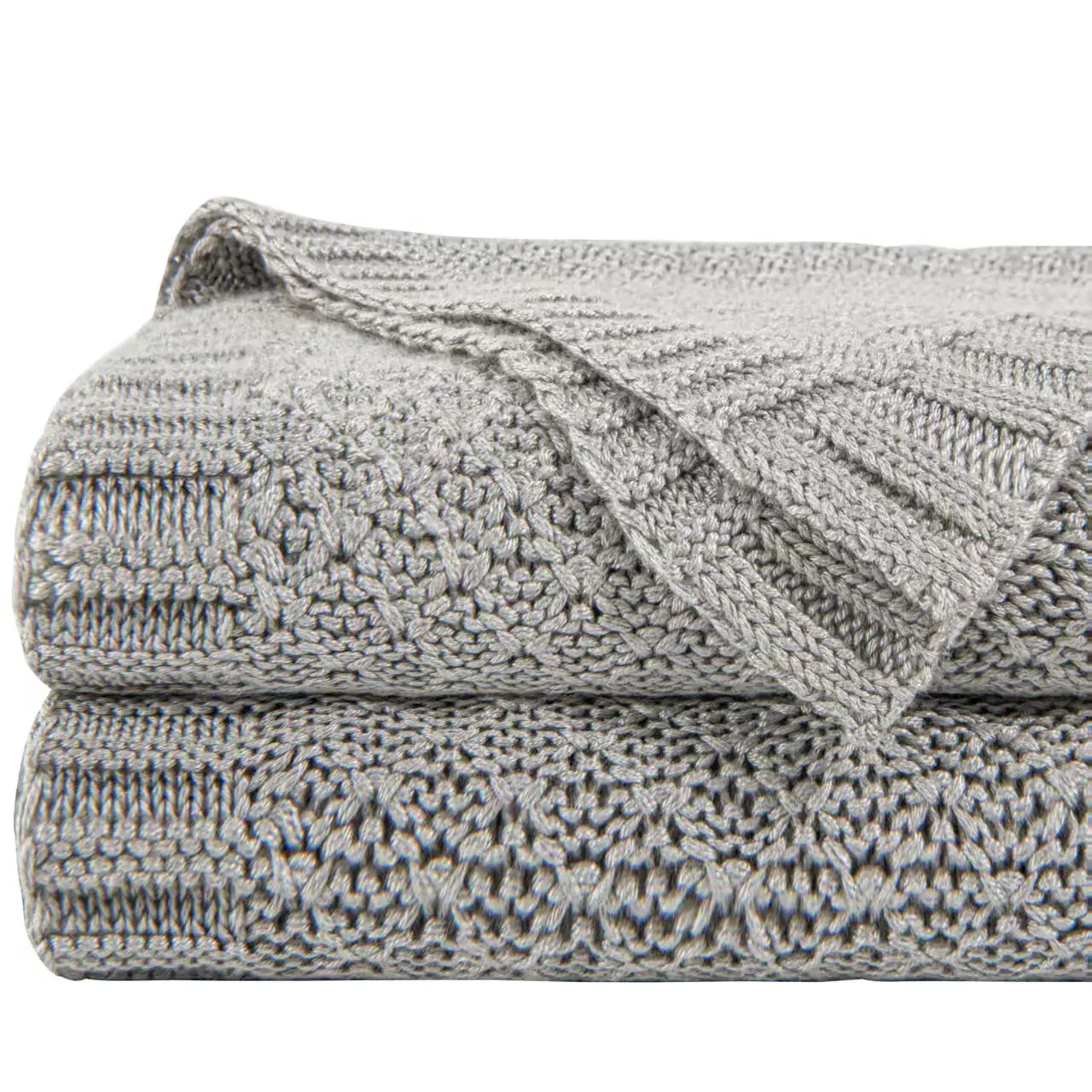 [Back To School] NTBAY Classic Natural Bamboo Cooling Cable Knit Blanket - Rayon Derived from Bamboo, Gentle Soft, Breathable Cozy, Lightweight, Soft Knitted Throw for Summer, Spring, Gift