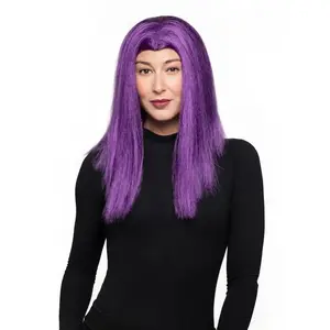 212 MAIN Synthetic Costume Wig - Dark Purple, 1 Size Female Superhero Girl Crow Style for Superhero Cosplay, 00084 DPUP Purple, One Size