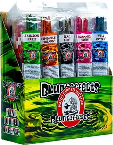 Blunteffects Hand-Dipped Incense Sticks - Premium Pack Variety Sets, 48 Different Scents Assorted, 11" Long, USA-Made Aromatherapy with Long Burn Time With 1 Incense Holder