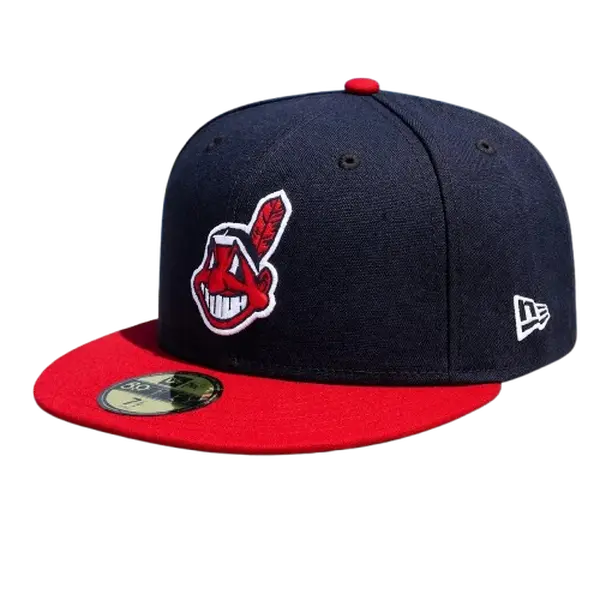 New Era MLB Team Logo Cleveland Indians Hat – 2026.Premium Adjustable Flat Brim Baseball Cap Black&Red