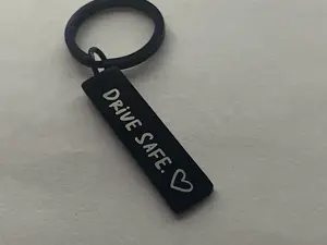 Drive safe metal engraived keychain Black