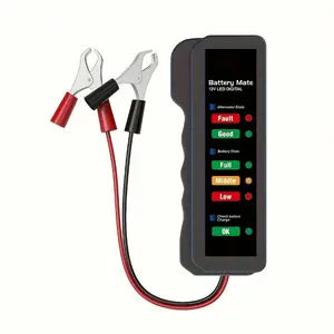12V Digital Car Battery Tester with 6 LED Lights & 6 LED Diagnostics - Portable Automotive Battery Tester with Voltage, Current, Amps, Temperature, and Voltage Drop, Car Battery Tester, Without Battery