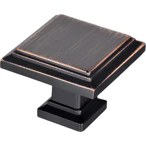 Square Knobs - 10 Pack / 1.3 Inch, Oil Rubbed Bronze Cabinet Pulls  for Furniture Knobs and Drawer Pulls, Kitchen, Bathroom Vanity Hardware