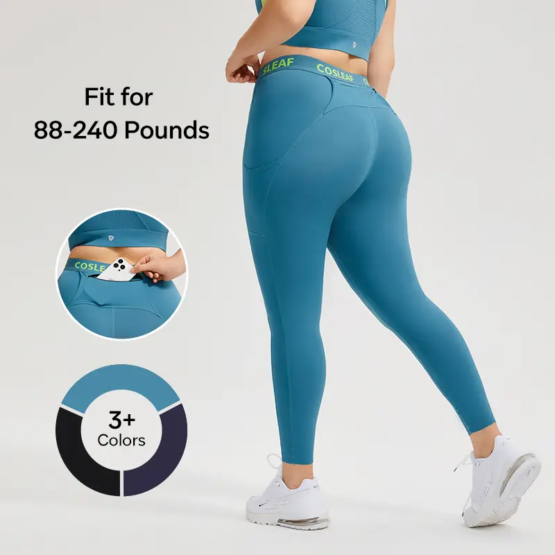 Women's Activewear Leggings, Plain High Waisted Slim-Fit Athletic Pants in Poly-Spandex, Stretchy Full Length for Daily Wear, Regular & Plus Sizes S-XL