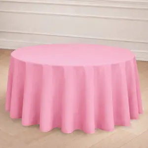 Polyester 120" Round Tablecloth Pink - Seamless Wrinkle-Resistant Table Cover