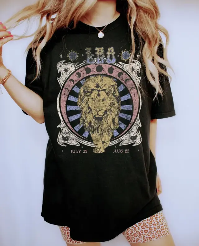 Leo Zodiac Tee, Vintage Lion Astrology Shirt