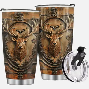 1pc Hunting Gifts for Men, Gifts for Men Dad Papa, Christmas Birthday Gifts for Deer Lovers Gift Valentines Day Gifts for Him, Coffee Tumbler for Men, Deer Hunting Tumbler Cup, Insulated Travel Coffee Mug with Lid 20oz