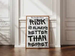 [Sale off up to 50%] [Free ship] [No Frame] Risk Is Always Better Than Regret Poster | Motivational Wall Art | Inspirational Quote Print | Gym/Office Decor | Modern Wall Art