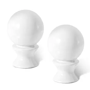 2 PCS 1-1/2 Inch Dual Thread White Ball Lamp Finial Steel Knob Shade Cap Top Screw Topper Decoration for Table Floor Lamps