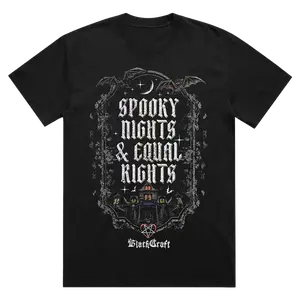 Vintage 90s Spooky Nights & Equal Rights T-Shirt, Gothic Dark Bat Feminist Graphic Tee, Unisex Clothes Gift For Him and Her Womenswear