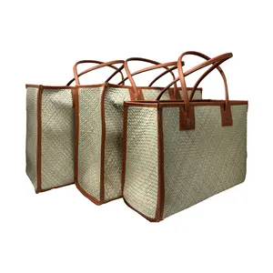 Lauhala Hand Bags with Leather Handle No Zipper