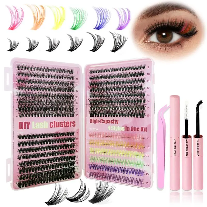 Mixed Length & Style False Eyelashes Kit, DIY False Eyelashes, DIY Dramatic Lashes, 1 Box Natural Curl Eyelashes, Self Grafting Curl Eyelashes Clusters, Eye Makeup Tools for Women & Girls