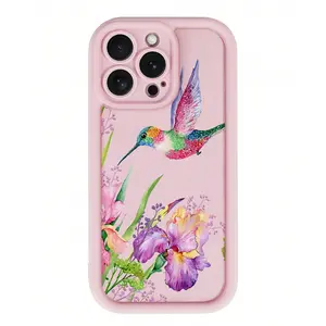 Flower Pattern Creative Colorful Hummingbird Tpu Phone Case for iPhone 6/7/8/x/XS/XR/XS Max, Anti-Drop Shockproof Full Cover Gift