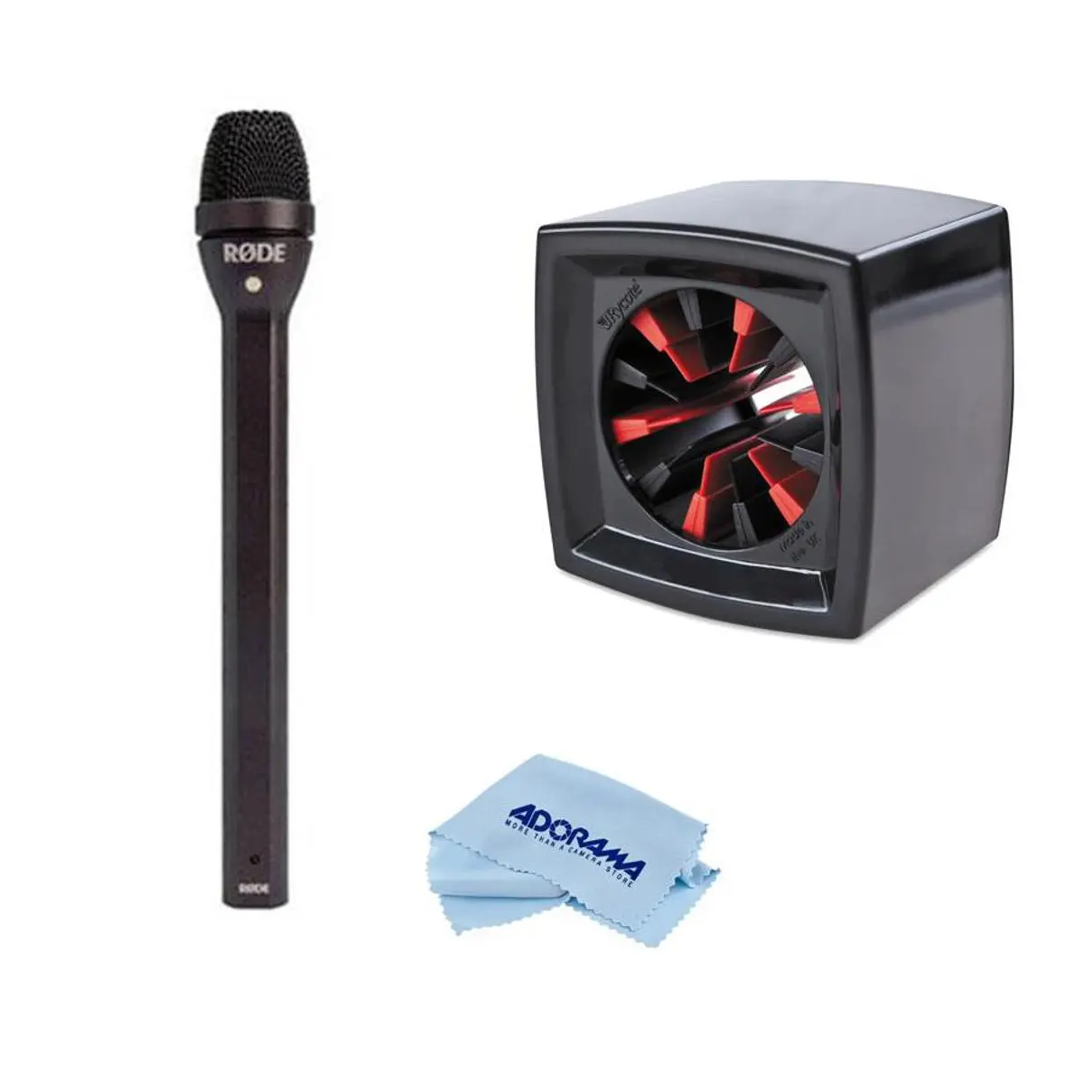 Rode REPORTER Dynamic Omnidirectional Interview Microphone with Die-Cast Aluminum Alloy, 70Hz-15kHz Response, 150 Ohms Impedance, Rycote Square Mic Flag (19-38mm/0.74-1.49in Fit), High-Visibility Branding, Anti-Glare Finish, Black, Microfiber Cloth, Recor