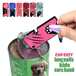 Holiday Gifts Cute Food Soda Can Tab Opener help for Long Nails, Kids,Sore Hands,Arthritis,Kitchen Utensils drink protector Detachable Portable Cartoon Cat--Red beach Kitchenware Modern Pastel openers gift present