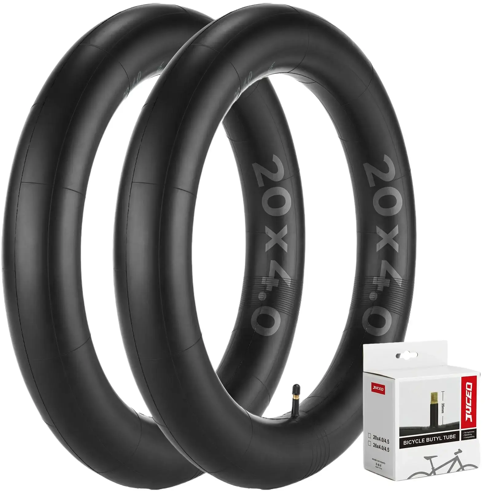 20/26x4.0 Ebike/Fat Bike Inner Tubes with 2 Tire Levers,Standard Butyl Rubber Bicycle Tubes,Schrader Valve Ideal for Fat Tire