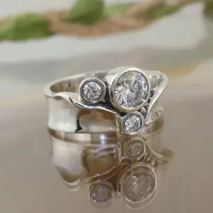 Women's Silver Cluster Rings - Daily Wear Star-Spangled Design, Elegant High-Polish Finish, High-Quality Distinctive Engagement Jewelry, Cluster Ring Engagement