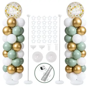 Balloon Column Stand Set of 2, Adjustable 7 Feet Ballon Arch Stands with Reusable Metal Telescopic Design for Birthday, Wedding, Baby Shower, Halloween, Graduation Party Decoration