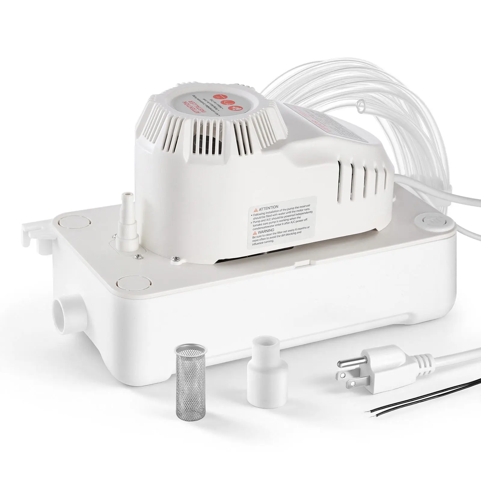 【Summerfinds】VEVOR Condensate Pump1/12 HP90 GPH20 ft Lift115V Automatic AC Condensation Removal Pump with Safety Switch 20 ft Tubingfor Air ConditionerDehumidifierHVACFurnaceIce Maker Water Drain, Pump Filter Pumps
