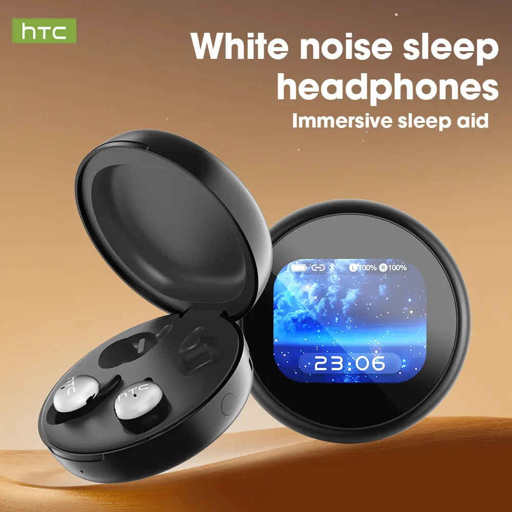 [Perfect Gift ]HTC NE90 White Noise Sleep Headphones, Bluetooth 6.0 Wireless Sleep Earbuds with Immersive Sleep Aid, Ultra-Comfort for Side Sleepers, Waterproof Earphones for Sleeping, Workout, Office, Gaming & Hands-Free Calls