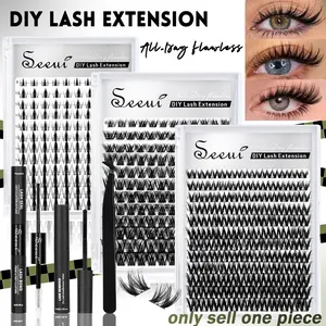 Lash Clusters Kit 120PCS/144PCS, Manga/Flora/Velure D Curl Eyelash Clusters Lash Extension Kit with Bond&Seal Remover Tweezers for DIY Lash Extensions,Natural Lash Clusters Set,DIY Eyelashes Kit,Perfect for Daily, Party, Tiktok