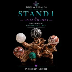 Large Driftwood Crystal Sphere Stand | Holds 5 Spheres | Natural Display Decor