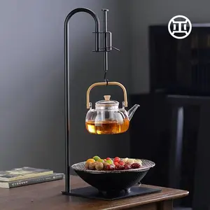 A124. Quiet Household Desktop Electric Heating Tea Stove, Transparent Glass Kettle for Boiling Water, Tea-Making Set