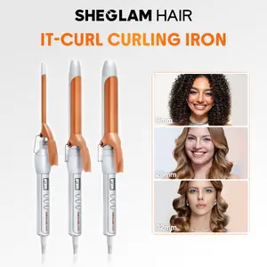 【BOGO SALE】SHEGLAM HAIR Curling Iron 1 ¼, 1, 3/8 inch, Long Barrel Curling Iron with LED Display & 5 Temperature Settings, Quick Preheating, Auto Off Suitable for All Hair Types-Effortlessbeauty
