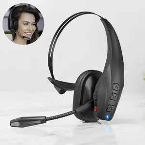 Trucker Bluetooth Headset Wireless AI Noise Cancelling Dual-Mic for PC & Cell Phones 65Hrs Battery Life 270° Rotatable Earmuffs IPX5 Waterproof Audio Earbuds Adjustable Earphones