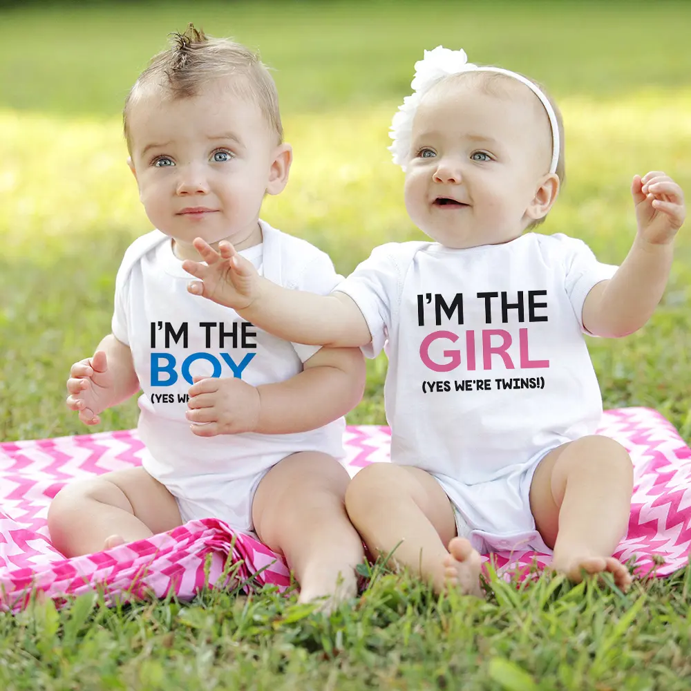 Twin Coming Home Outfit Boy Girl Funny Twin sNewborn Twin Outfits Twin Baby Gift I'm The Boy I'm The Girl Yes We're Twins