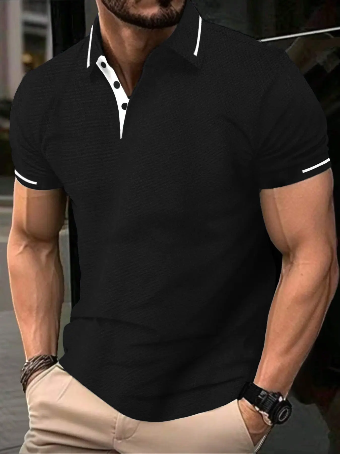 Men's New Polo Shirts Classic Casual Solid Color Plain Daily Wear, Simple Versatile Design, Perfect for Daily and Sports