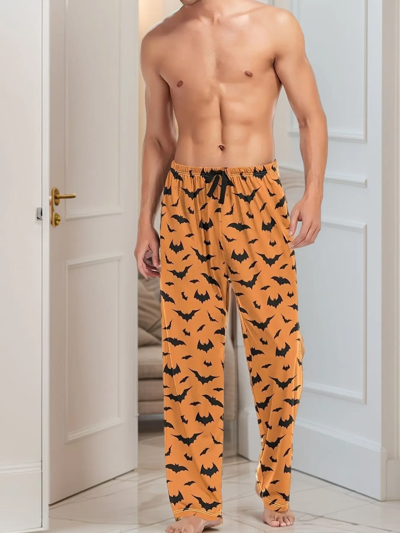 Men's Fashion Halloween Print Sleep Pants Pajama Loungewear Pants, Polyester Blend Comfortable Breathable Lounge Wear, Suitable for Autumn Summer Spring Seasons
