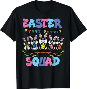 Easter Squad Bunnies Family Matching Men Women Unisex T-Shirt Sweatshirt Hoodie Crewneck Casual Shortsleev