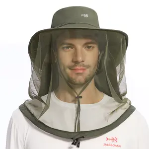 BASSDASH UPF 50+ Mosquito Net Hat with Stowable Neck Flap for Men Women Outdoor Fishing Hiking Camping Gardening FH17