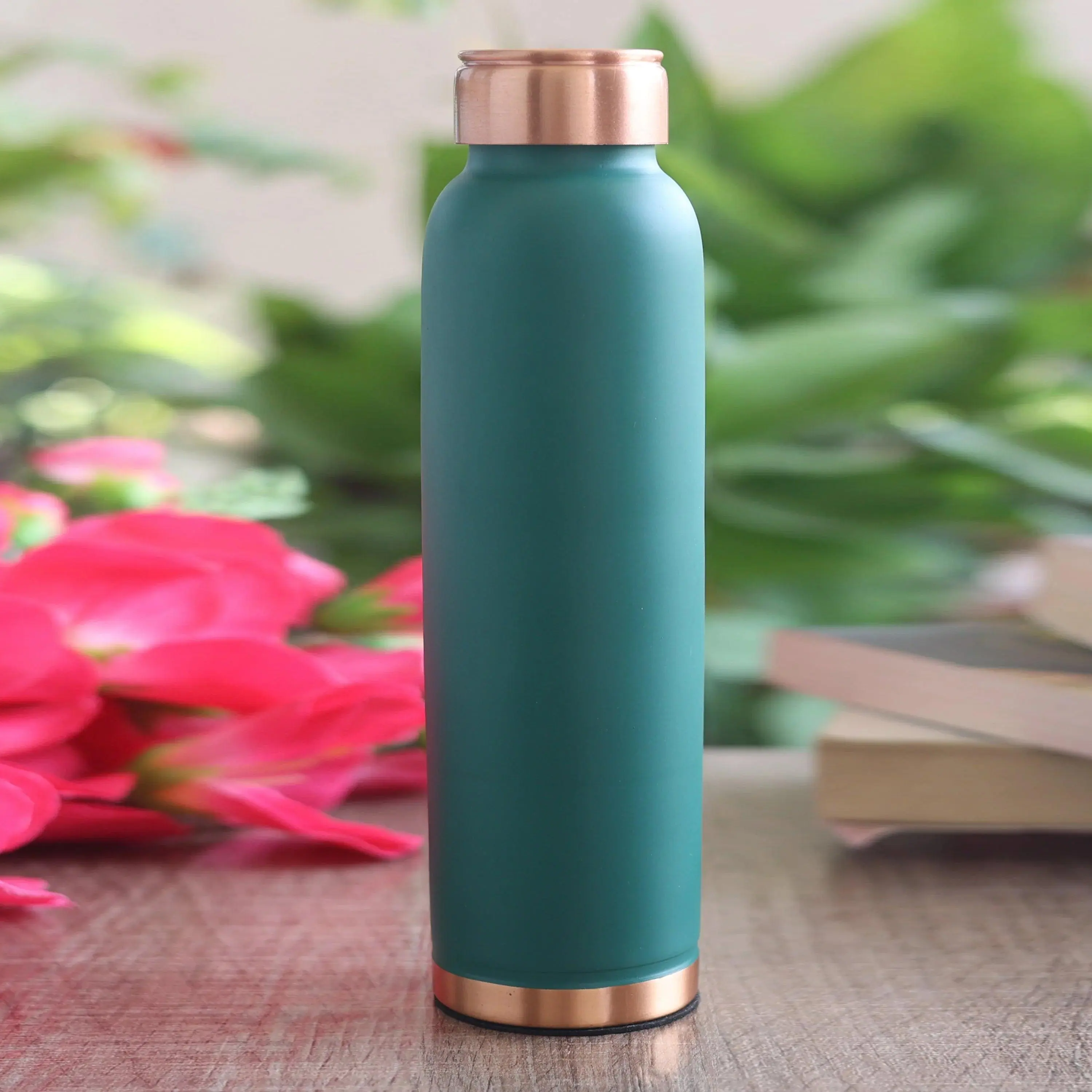 Handmade Pure Copper Lacquer-Coated Silk Finish Leak-Proof Ergonomic Tumbler Cup, Traditional Aesthetic Kitchenware Drinkware Water Bottle, Ideal Tumbler Gift, Water Bottles, Bottled