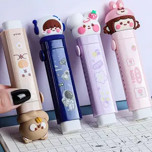 Cute Cartoon Pattern Eraser, 1 Count Portable Push Pull Eraser with Replacement Core, Writing & Correction Tool for Home School Office Stationery Supplies
