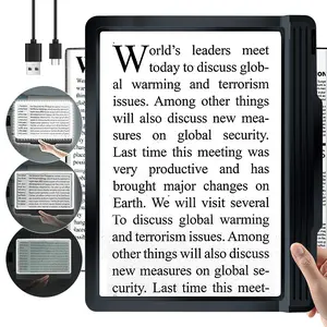5X Rechargeable Full Book Page Magnifier 6“ x 9" Magnifying Glass for Reading 43 Ultra-Bright LED Light Small Print Magnifier Lightweight for Low Visual Person and Seniors