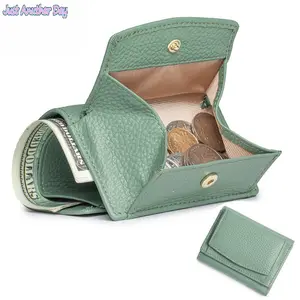 Small leather women's wallet, card holder, tri-fold short wallet, slim and mini coin purse.