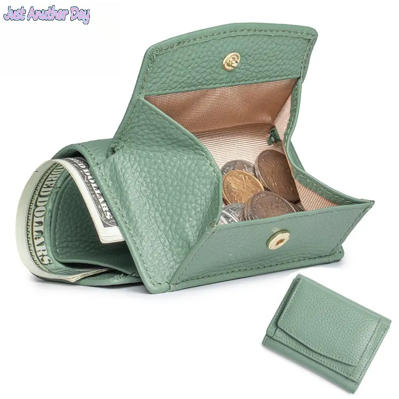 Women's Foldable Tri-Fold Small Leather Wallet - Compact Fit Mini Size Card Holder, Slim Coin Purse for Sports & Outdoor Camping Hiking Picnic Use
