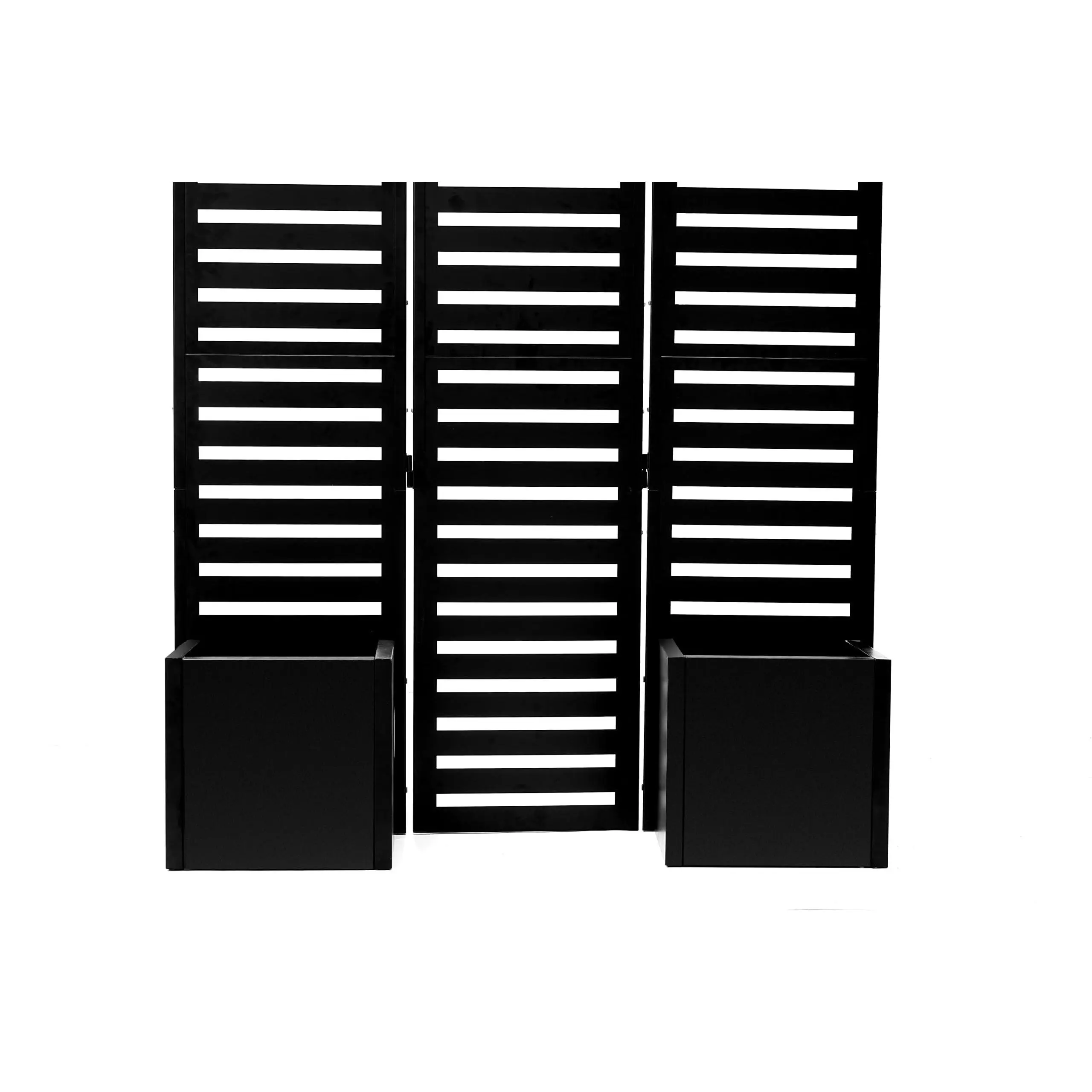 Garvee 3-in-1 Privacy Fence Screen with Planter Boxes - 51x70x31 in Outdoor Metal Room Divider, Freestanding Folding Design with Functional Slat Trellis, 4 Self-Watering Raised Garden Beds for Backyard/Patio, Privacy Screen