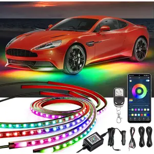 Underglow  Lights, 252 LEDs RGBIC 4 count Dream Color Dancing Chasing Strip Lights with 16 Million Colors and 213 Scene Modes with App and Remote Control, 5  Modes for