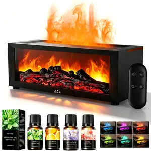 【2026 Upgraded】Fireplace Flame Aroma Diffuser Humidifier, Aromatherapy Essential Oil Diffuser, Upgrade 7 Flame Colors Noiseless 150ml Remote Control- for Home,Bedroom,Office,Yoga 5-star hotel
