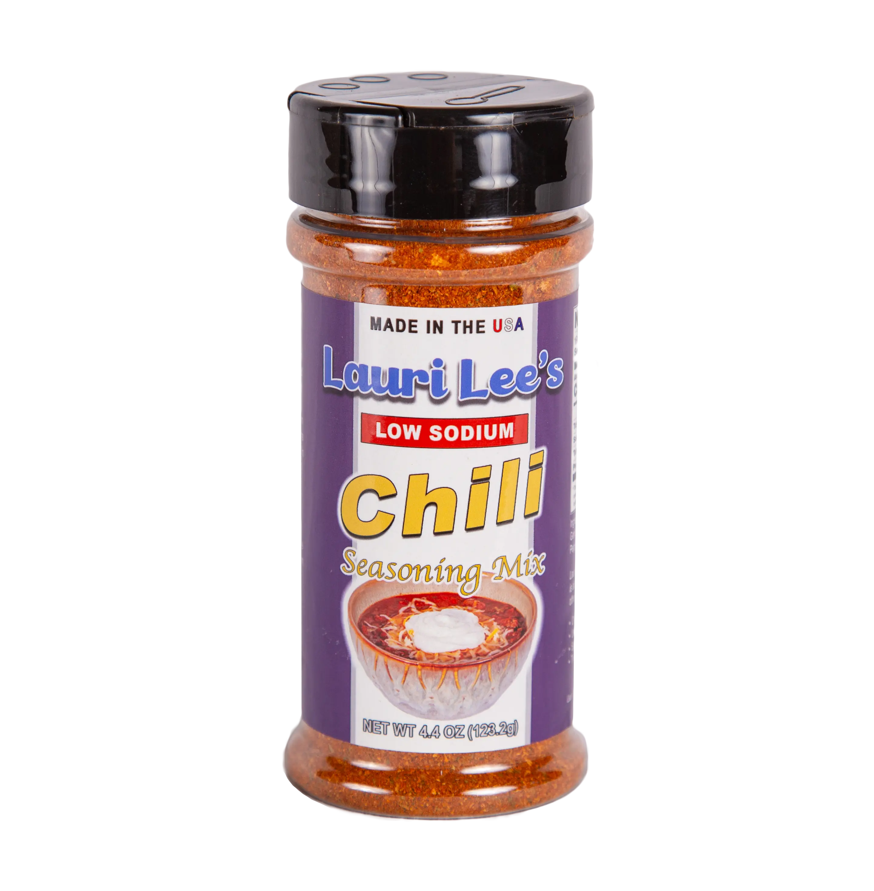 Lauri Lee's Low Sodium Chili Seasoning Mix - 4.4 oz. Bottle - Made in USA - Perfect for Heartier, Spicy Chili - Very Low Sodium Content