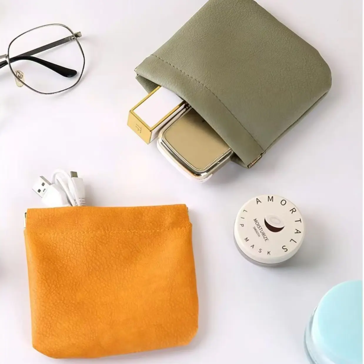 Squeeze Top Travel Cosmetic Bag and Mini Organizer for Women, Small Pouch with Coin Pocket for Lipstick, Jewelry & Cards, Compact, Convenient And Practical, Squeeze Coin, Purse, Everyday
