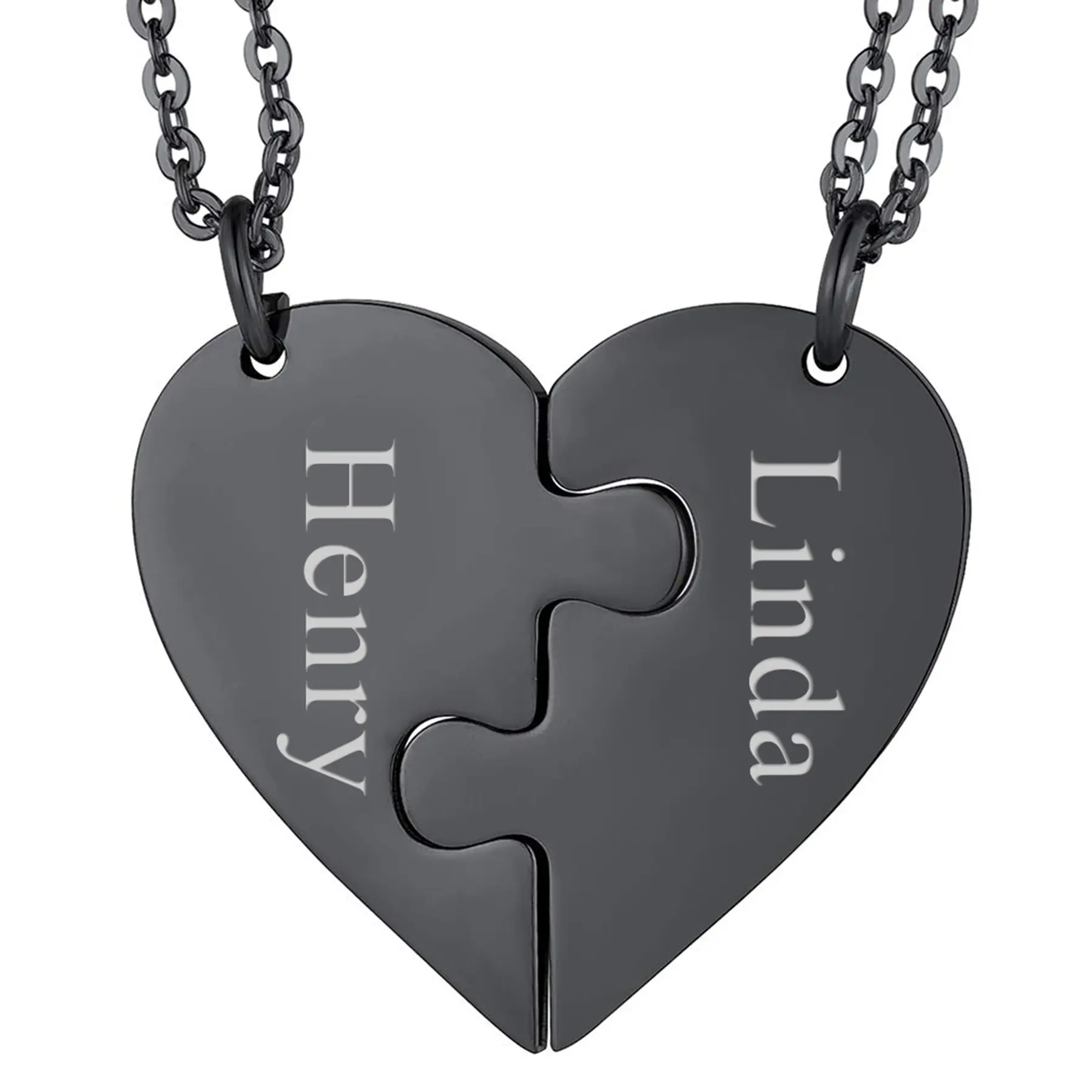 OIDEA Unisex Polished Stainless Steel Heart Charm Puzzle Pieces Necklace Set for Siblings & Families, 2-6 Person Interlocking Pendant, 21.65" Length, 0.11" Width, Glossy, Hypoallergenic, Casual Jewelry